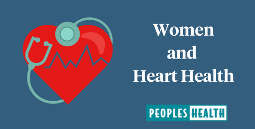Women and Heart Health with a graphic of a heart and sthethoscope